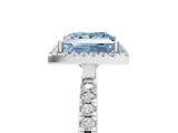 White gold Fancy Blue Princess Cut Halo Diamond Pave Band with Prong Setting_5