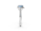 White gold Fancy Blue Princess  Cut Halo Diamond Ring with Channel Set Band and Four-Prong Setting_34