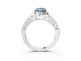 White gold Fancy Blue Princess  Cut Halo Diamond Ring with Channel Set Band and Four-Prong Setting_35