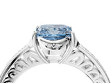 White gold Fancy Blue Princess  Cut Halo Diamond Ring with Channel Set Band and Four-Prong Setting_36