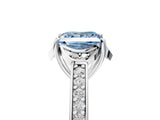 White gold Fancy Blue Princess  Cut Halo Diamond Ring with Channel Set Band and Four-Prong Setting_37