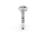 White gold Fancy Blue Princess  Cut Halo Diamond Ring with Pavé Band and Four-Prong Setting_54