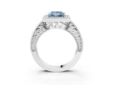 White gold Fancy Blue Princess  Cut Halo Diamond Ring with Pavé Band and Four-Prong Setting_55