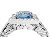 White gold Fancy Blue Princess  Cut Halo Diamond Ring with Pavé Band and Four-Prong Setting_55