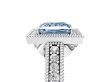 White gold Fancy Blue Princess  Cut Halo Diamond Ring with Pavé Band and Four-Prong Setting_56