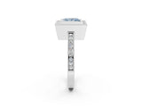 White gold Fancy Blue Princess  Cut Halo Diamond Ring with Pavé Band and Milgrain Prong Setting_58