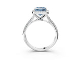 White gold Fancy Blue Princess Cut Halo Diamond Ring with Pavé Band_39