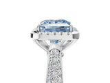 White gold Fancy Blue Princess Cut Halo Diamond Ring with Pavé Band_41