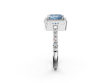 White gold Fancy Blue Princess  Cut Halo Diamond Ring with Pave Band and Four-Prong Setting_26