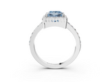 White gold Fancy Blue Princess  Cut Halo Diamond Ring with Pave Band and Four-Prong Setting_27