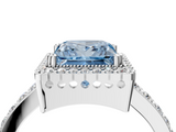 White gold Fancy Blue Princess  Cut Halo Diamond Ring with Pave Band and Four-Prong Setting_28