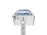 White gold Fancy Blue Princess  Cut Halo Diamond Ring with Pave Band and Four-Prong Setting_29