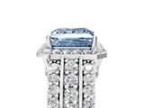 White gold Fancy Blue Princess Cut Halo Diamond Ring with Round  Split Shank and Prong Setting_130