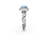 White gold Fancy Blue Princess  Cut Halo Diamond Ring with Scrollwork Band and Four-Prong Setting_48