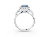 White gold Fancy Blue Princess  Cut Halo Diamond Ring with Scrollwork Band and Four-Prong Setting_49