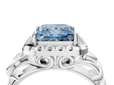 White gold Fancy Blue Princess  Cut Halo Diamond Ring with Scrollwork Band and Four-Prong Setting_50