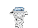 White gold Fancy Blue Princess  Cut Halo Diamond Ring with Scrollwork Band and Four-Prong Setting_51
