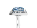 White gold Fancy Blue Princess Cut Halo Diamond Ring with Solitaire Band and Prong Setting_5