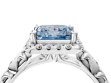 White gold Fancy Blue Princess Cut Halo Diamond Solitaire with Filigree Band and Four-Prong Setting_16