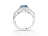 White gold Fancy Blue Princess Cut Halo Diamond Split Shank Engagement Ring with Four-Prong Setting_3