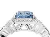 White gold Fancy Blue Princess Cut Halo Diamond Split Shank Engagement Ring with Four-Prong Setting_4