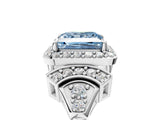 White gold Fancy Blue Princess Cut Halo Diamond Split Shank Engagement Ring with Four-Prong Setting_5