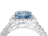 White gold Fancy Blue Princess Cut Halo Pavé Diamond Engagement Ring with Split Shank and Four-Prong Setting_7