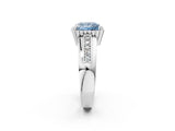 White gold Fancy Blue Princess  Cut Halo Pave Band Four-Prong Ring_51