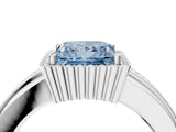 White gold Fancy Blue Princess  Cut Halo Pave Band Four-Prong Ring_53