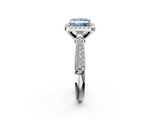 White gold Fancy Blue Princess  Cut Halo Pave Band Four-Prong Setting Ring_22