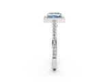 White gold Fancy Blue Princess  Cut Halo Pave Split Shank Prong Setting Ring_34