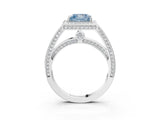 White gold Fancy Blue Princess  Cut Halo Pave Split Shank Prong Setting Ring_34