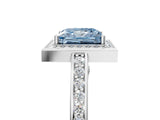 White gold Fancy Blue Princess  Cut Halo Pave Split Shank Prong Setting Ring_37