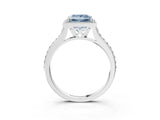 White gold Fancy Blue Princess Cut Halo Round Diamond Pavé Band with Four-Prong Setting_30