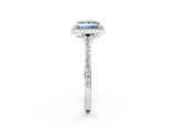 White gold Fancy Blue Princess Cut Halo Round Diamond Pavé Band with Four-Prong Setting_41