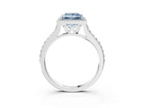 White gold Fancy Blue Princess Cut Halo Round Diamond Pavé Band with Four-Prong Setting_41