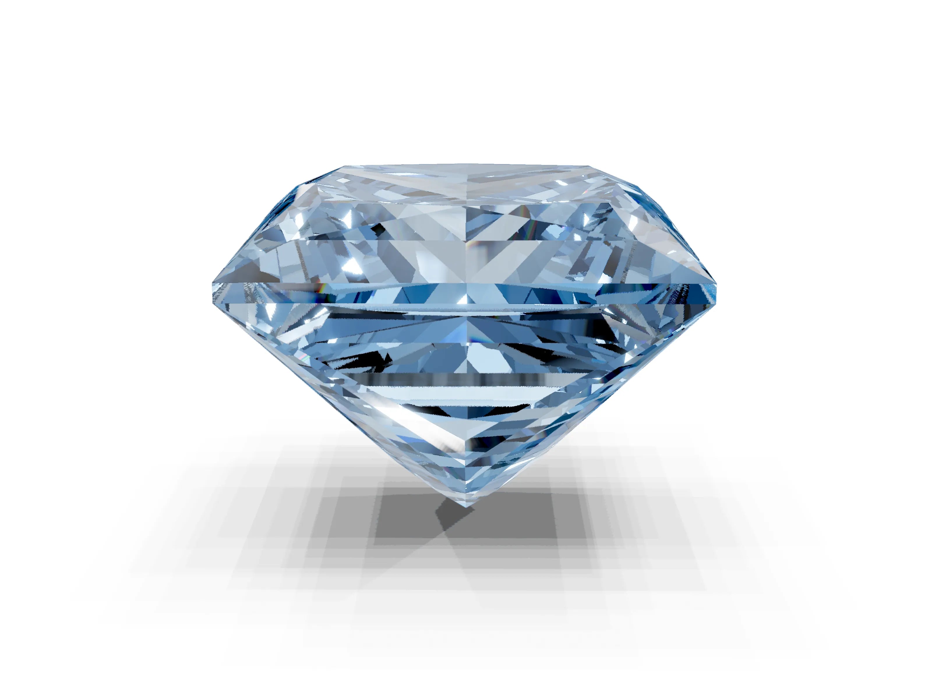 White gold Fancy Blue Princess Cut Halo Round Diamond Solitaire Ring with Pavé Band and Four-Prong Setting_27