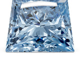 White gold Fancy Blue Princess Cut Halo Round Diamond Solitaire Ring with Pavé Band and Four-Prong Setting_48