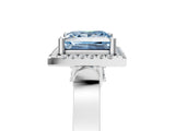 White gold Fancy Blue Princess Cut Halo Round Diamond Twist Band with Four-Prong Setting_29