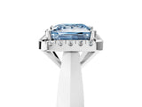 White gold Fancy Blue Princess  Cut Halo Solitaire Engagement Ring with Square Band and Four-Prong Setting_119