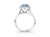 White gold Fancy Blue Princess  Cut Halo Solitaire Engagement Ring with Square Band and Four-Prong Setting_15