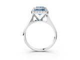 White gold Fancy Blue Princess  Cut Halo Solitaire Engagement Ring with Square Band and Four-Prong Setting_152