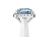 White gold Fancy Blue Princess  Cut Halo Solitaire Engagement Ring with Square Band and Four-Prong Setting_17