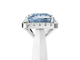 White gold Fancy Blue Princess  Cut Halo Solitaire Engagement Ring with Square Band and Four-Prong Setting_71