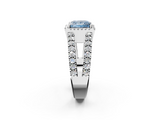 White gold Fancy Blue Princess  Cut Halo Split Shank Diamond Ring with Four-Prong Setting_47
