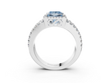 White gold Fancy Blue Princess  Cut Halo Split Shank Diamond Ring with Four-Prong Setting_48