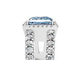 White gold Fancy Blue Princess  Cut Halo Split Shank Diamond Ring with Four-Prong Setting_50
