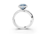 White gold Fancy Blue Princess  Cut Halo Split Shank Prong Setting Ring_27