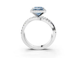 White gold Fancy Blue Princess  Cut Halo Split Shank Prong Setting Ring_39