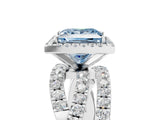White gold Fancy Blue Princess  Cut Halo Split Shank Prong Setting Ring_41